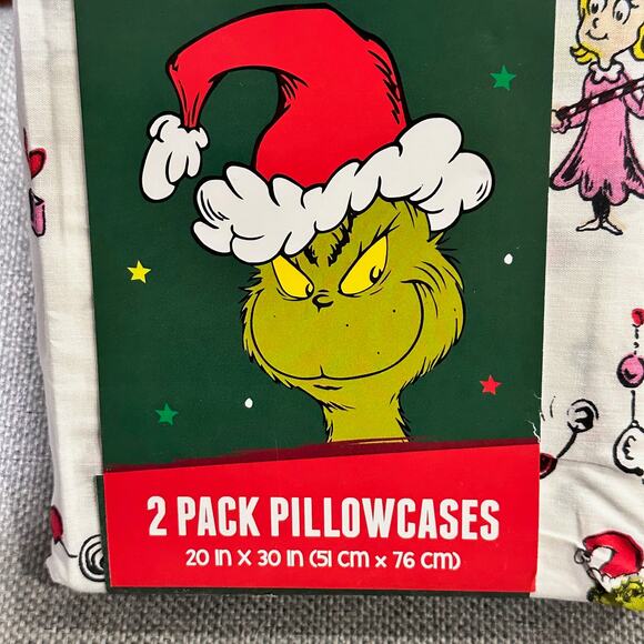 The Grinch Dr. Seuss Set Of 2 Standard Pillowcase 20x30“ Christmas Cotton New - Picture 4 of 9